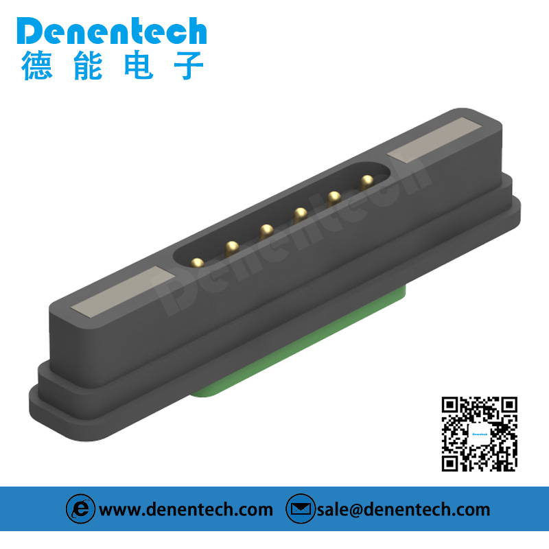 Denentech high quality Rectangular magnetic pogo pin 6P straight male waterproof magnetic pogo pin